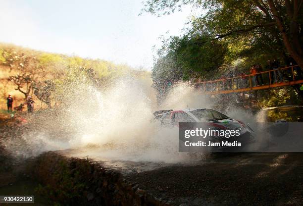 Jari Matti Latvala and Mikka Attila of Toyota Gazzo Racing WRT Team during the section in the hill as a part of Day three of the FIA World Rally...