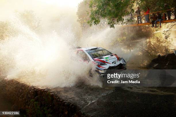 Ott Tanak and Martin Jarveoja from Toyota Gazoo Racing WRT Team during the section in the hill as a part of Day three of the FIA World Rally...