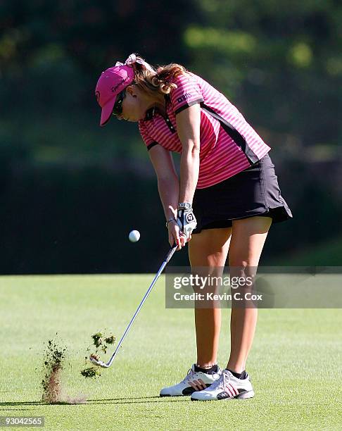 Paula Creamer of the United States plays her second shot from the 11th fairway during the second round of the Lorena Ochoa Invitational Presented by...