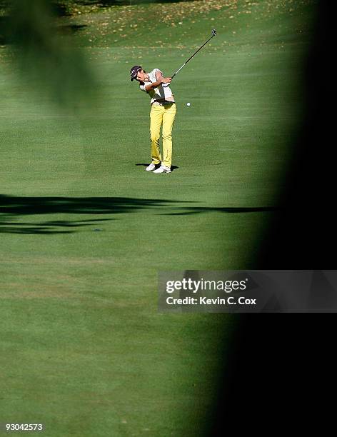 Hur of South Korea plays her second shot in the 10th fairway during the second round of the Lorena Ochoa Invitational Presented by Banamex and Corona...