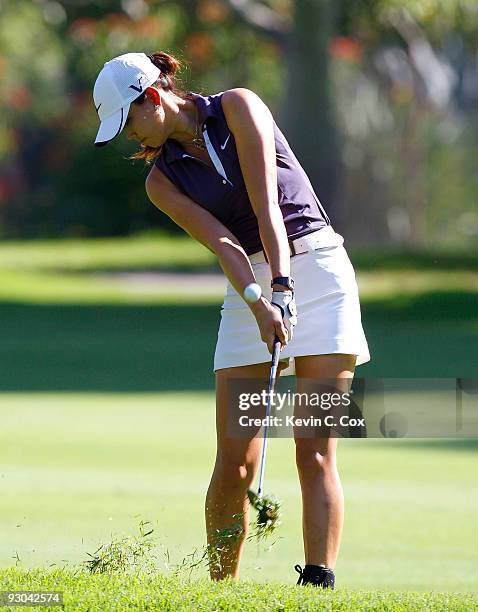 Michelle Wie of the United States plays her second shot in the 11th fairway during the second round of the Lorena Ochoa Invitational Presented by...