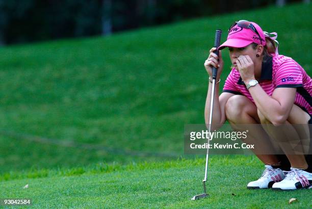 Paula Creamer of the United States lines up her birdie putt on the 11th green during the second round of the Lorena Ochoa Invitational Presented by...