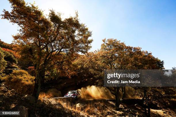 Ott Tanak and Martin Jarveoja from Toyota Gazoo Racing WRT Team during the section in the hill as a part of Day Two of the FIA World Rally...