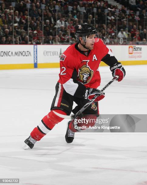 Mike Fisher of the Ottawa Senators skates against the New Jersey Devils at Scotiabank Place on November 7, 2009 in Ottawa, Ontario, Canada. The...