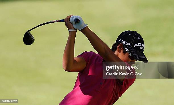 Yani Tseng of Taiwan tees off the fourth hole during the second round of the Lorena Ochoa Invitational Presented by Banamex and Corona at Guadalajara...