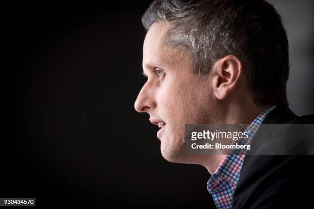Aaron Levie, chief executive officer and co-founder of Box Inc., speaks during an interview in San Francisco, California, U.S., on Tuesday, March 6,...