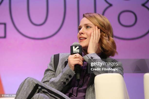 Evan Rachel Wood speaks onstage at the Westworld Featured Session during SXSW at Austin Convention Center on March 10, 2018 in Austin, Texas.