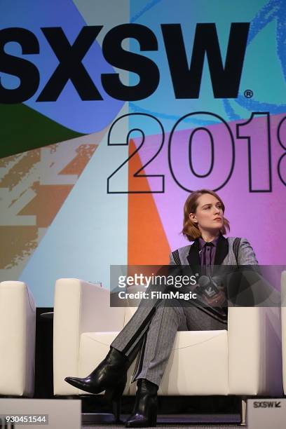 Evan Rachel Wood speaks onstage at the Westworld Featured Session during SXSW at Austin Convention Center on March 10, 2018 in Austin, Texas.
