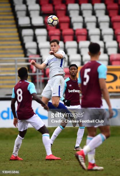 Charlie Colkett of Chelsea during the Premier League 2 match between West Ham U23 and Chelsea U23 at Dagenham & Redbridge FC on March 11, 2018 in...