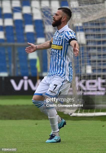 Mirco Antenucci of Spal celebrates after scoring the opening goal during the Serie A match between US Sassuolo and Spal at Mapei Stadium - Citta' del...