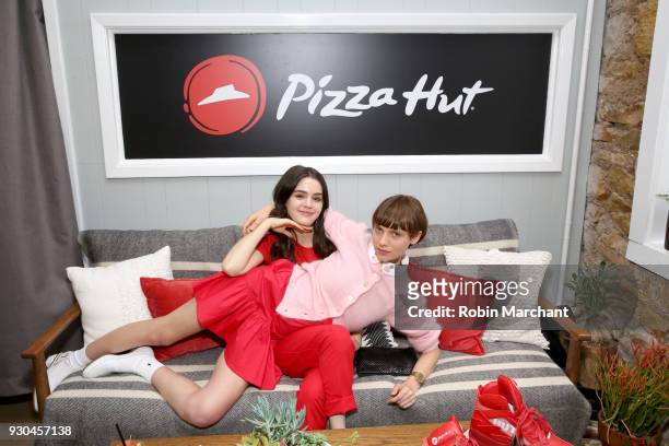 Actors Dana Melanie and Sasha Frolova from the film "Wild Nights With Emily" pose at the Pizza Hut Lounge at the 2018 SXSW Film Festival on March 11,...