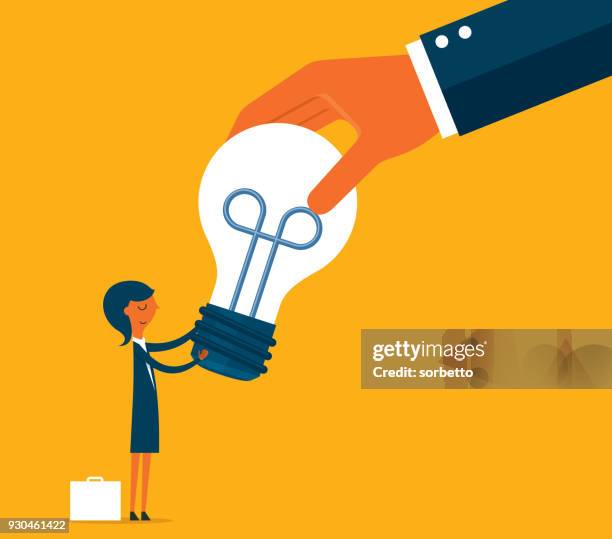 businesswoman - idea light bulb - organ harvesting stock illustrations