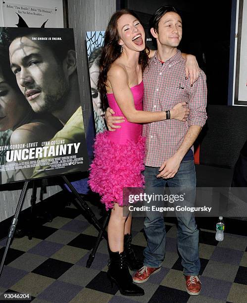 Lynn Collins and Joseph Gordon Levitt attend the "Uncertainty" premiere at IFC Center on the November 13, 2009 in New York City.