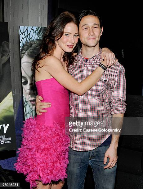 Lynn Collins and Joseph Gordon Levitt attend the "Uncertainty" premiere at IFC Center on the November 13, 2009 in New York City.