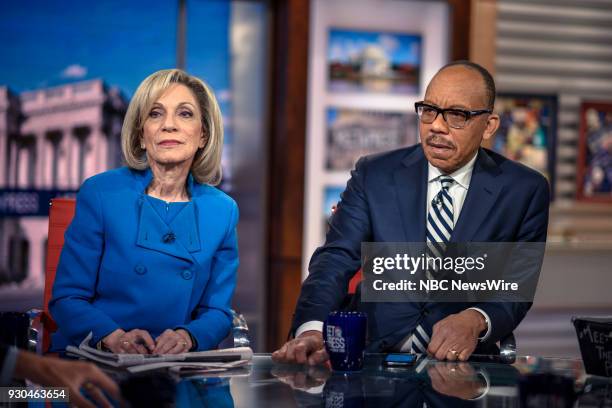 Pictured: Andrea Mitchell, NBC News Chief Foreign Affairs Correspondent, and Eugene Robinson, Columnist, The Washington Post, appear on "Meet the...