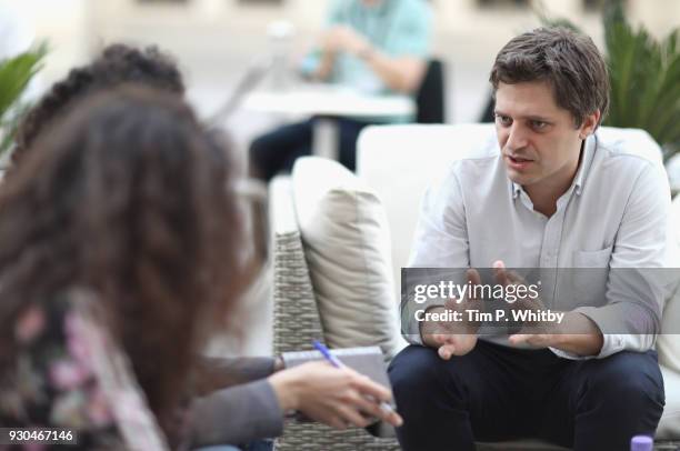 Expert Pierre Alexandre Labelle speaks with filmmakers during the One-on-One Tutorial Sessions on day three of Qumra, the fourth edition of the...