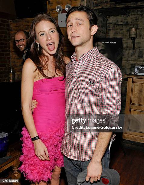 Lynn Collins and Joseph Gordon Levitt attend the "Uncertainty" premiere after party at Su Casa on November 13, 2009 in New York City.