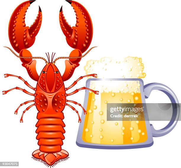 beer crawfish - malt stock illustrations