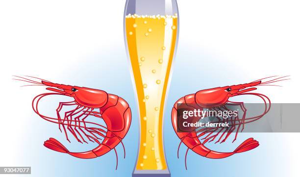 beer shrimp - beer tasting stock illustrations