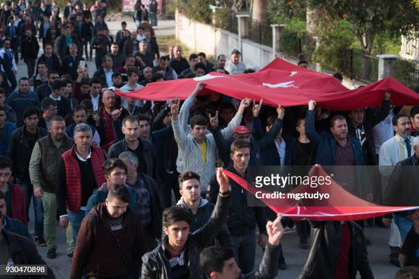 turkish people are walking with turkish flag in formal way - 29 ekim stock pictures, royalty-free photos & images