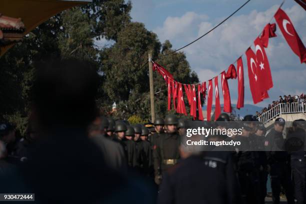 turkish soldiers are walking with guns - 29 ekim stock pictures, royalty-free photos & images