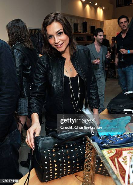 Actress Samaire Armstrong attends the preview of Rebecca Minkoff's Spring 2010 Handbag and Ready-to-Wear line at Satine on November 13, 2009 in Los...