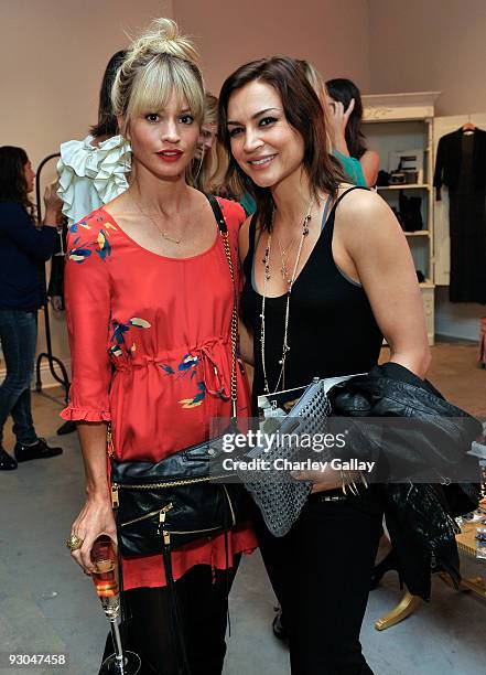 Actresses Cameron Richardson and Samaire Armstrong attend the preview of Rebecca Minkoff's Spring 2010 Handbag and Ready-to-Wear line at Satine on...