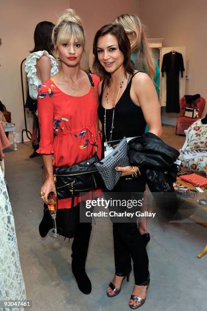 Actresses Cameron Richardson and Samaire Armstrong attend the preview of Rebecca Minkoff's Spring 2010 Handbag and Ready-to-Wear line at Satine on...