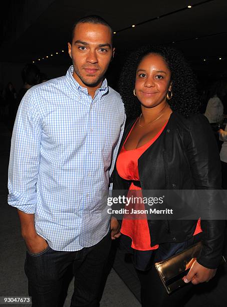 Actor Jesse Williams and Aryn Drake-Lee attend the Prada book launch cocktail held at Prada Rodeo Drive on November 13, 2009 in Beverly Hills,...