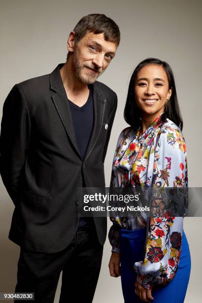 Actors John Hawkes and Charlene de Guzman of the film "Unlovable" pose for a portrait in the Getty Images Portrait Studio Powered by Pizza Hut at the...