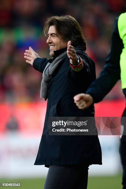 Ricardo Sa Pinto head coach of Standard Liege celebrating on the final whistle after the qualification for play-off 1 after the Jupiler Pro League...