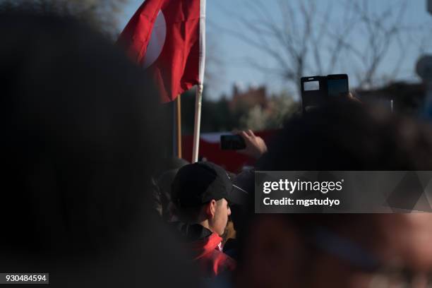 turkish people are walking with turkish flag in formal way - 29 ekim stock pictures, royalty-free photos & images