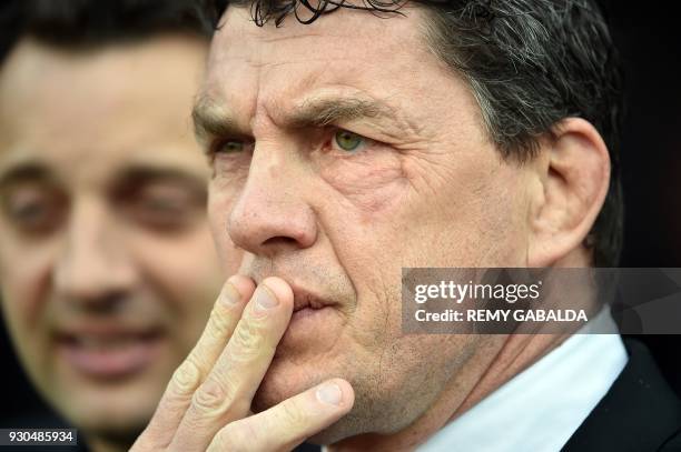 Toulouses' President Didier Lacroix attends the Top 14 rugby union match, Stade Toulousain versus Lou Lyon, at the Ernest Wallon stadium in Toulouse,...