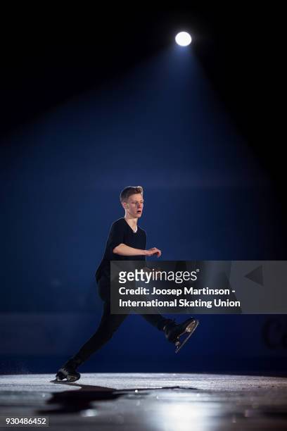 Alexey Erokhov of Russia performs in the Gala Exhibition during the World Junior Figure Skating Championships at Arena Armeec on March 11, 2018 in...