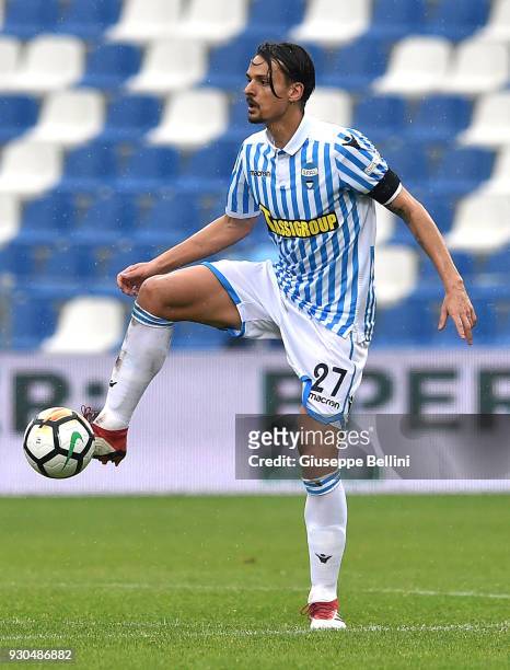 Felipe of Spal in action during the serie A match between US Sassuolo and Spal at Mapei Stadium - Citta' del Tricolore on March 11, 2018 in Reggio...