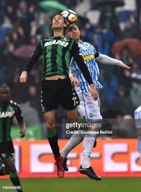 Simone Missiroli of US Sassuolo and Jasmin Kurtic of Spal in action during the serie A match between US Sassuolo and Spal at Mapei Stadium - Citta'...