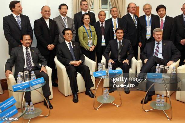 Brunei's Sultan Hassanal Bolkiah , China's President Hu Jintao , Thailand's Prime Minister Abhisit Vejjajiva and Canada's Prime Minister Stephen...