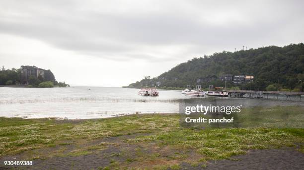 pucon strand - pucon stockfoto's en -beelden