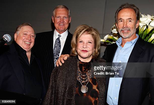 Neil Leifer, Jerry West, Wallis Annenberg, and Walter Iooss attend "Sport: Iooss and Leifer" Exhibit Opening at The Annenberg Space For Photography...