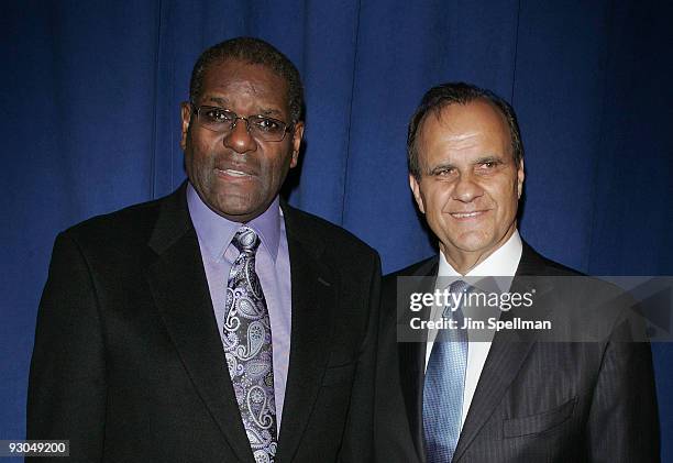 Bob Gibson and Joe Torre attend the 7th annual Safe at Home gala at Pier Sixty at Chelsea Piers on November 13, 2009 in New York City.