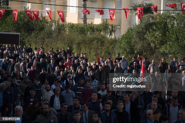 turkish people are walking with turkish flag in formal way - 29 ekim stock pictures, royalty-free photos & images