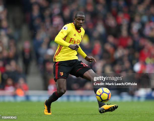 Abdoulaye Doucoure of Watford during the Premier League match between Arsenal and Watford at Emirates Stadium on March 11, 2018 in London, England.