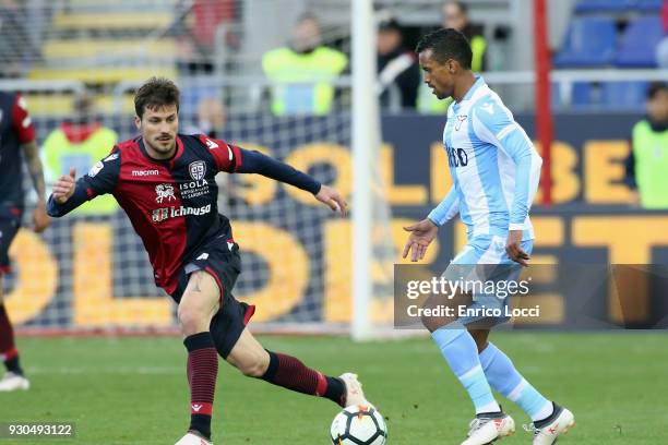 Daniele Dessena of Cagliari in action during the serie A match between Cagliari Calcio and SS Lazio at Stadio Sant'Elia on March 11, 2018 in...