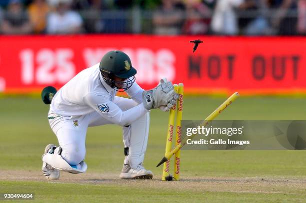 Quinton de Kock of South Africa during day 3 of the 2nd Sunfoil Test match between South Africa and Australia at St Georges Park on March 11, 2018 in...