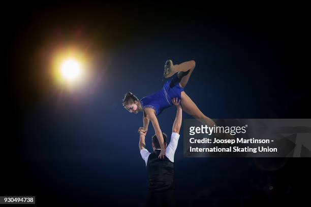 Anastasia Mishina and Aleksandr Galiamov of Russia perform in the Gala Exhibition during the World Junior Figure Skating Championships at Arena...