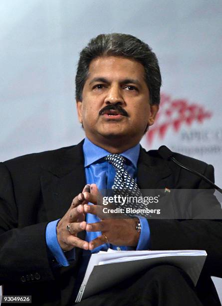 Anand Mahindra, vice chairman and managing director of Mahindra & Mahindra Ltd., speaks in a session of the Asia-Pacific Economic Cooperation CEO...