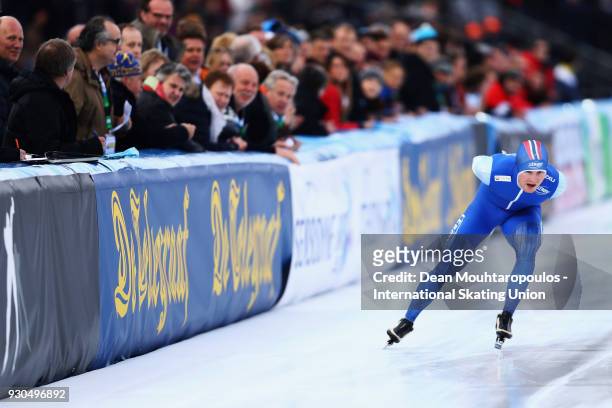 Sverre Lunde Pedersen of Norway competes in the 10000m Mens race during the World Allround Speed Skating Championships at the Olympic Stadium on...
