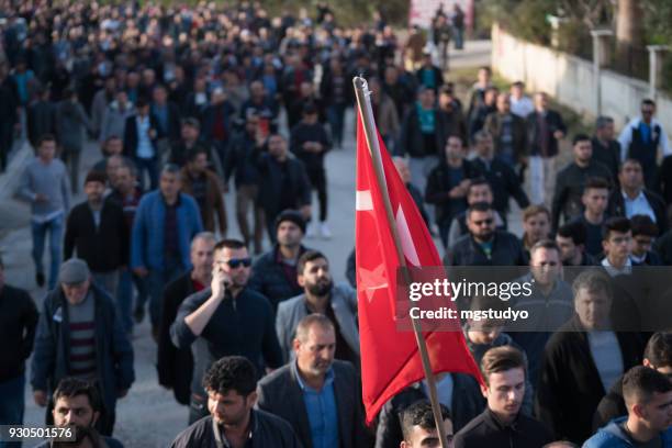 turkish people are walking with turkish flag in formal way - 29 ekim stock pictures, royalty-free photos & images