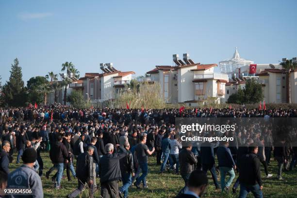 turkish people are walking with turkish flag in formal way - 29 ekim stock pictures, royalty-free photos & images