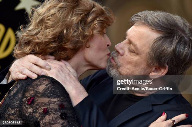 Actor Mark Hamill and wife Marilou York attend the ceremony honoring Mark Hamill with star on the Hollywood Walk of Fame on March 8, 2018 in...
